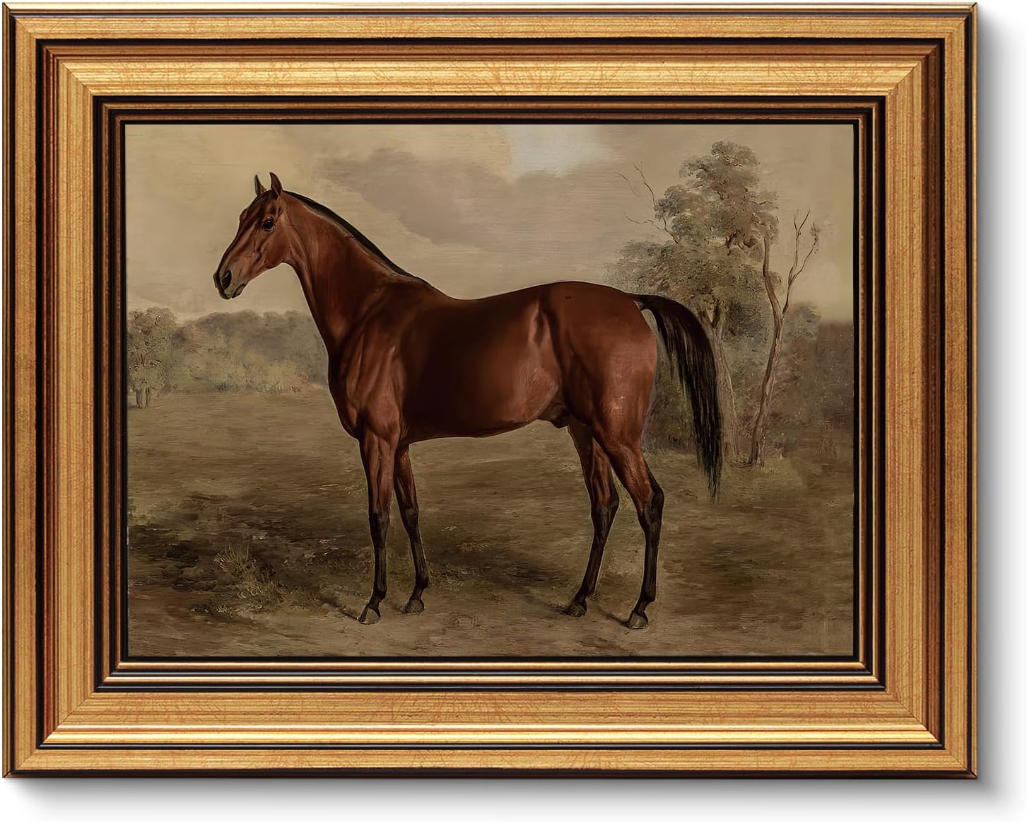 Framed Luxe Brown Canvas Wall Art — 16" — Classic Brown Horse