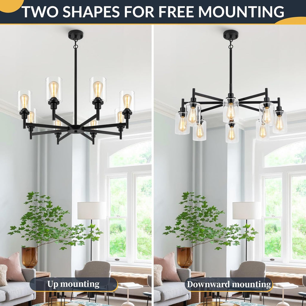 Farmhouse Black Chandelier — 34" - View 6