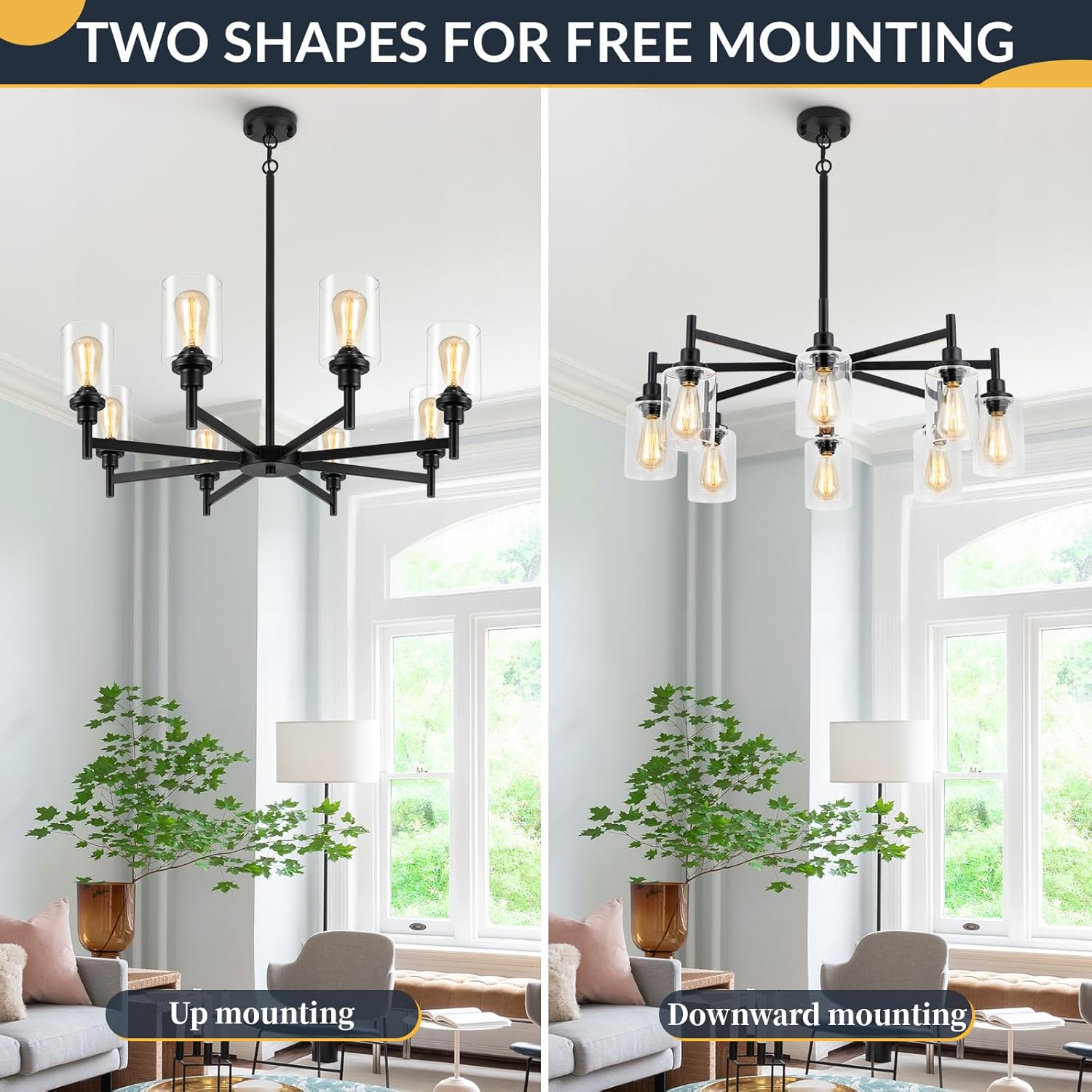 Farmhouse Black Chandelier — 34" - View 6