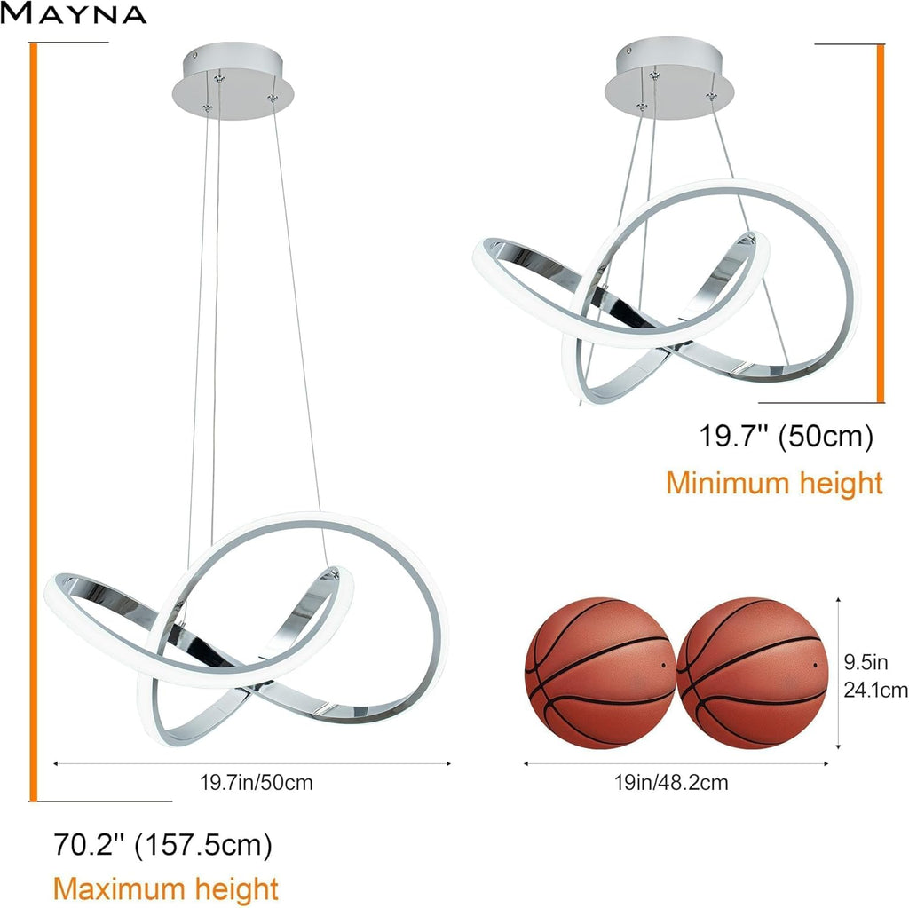 Dimmable Modern Black Chandelier — 7" - View 6