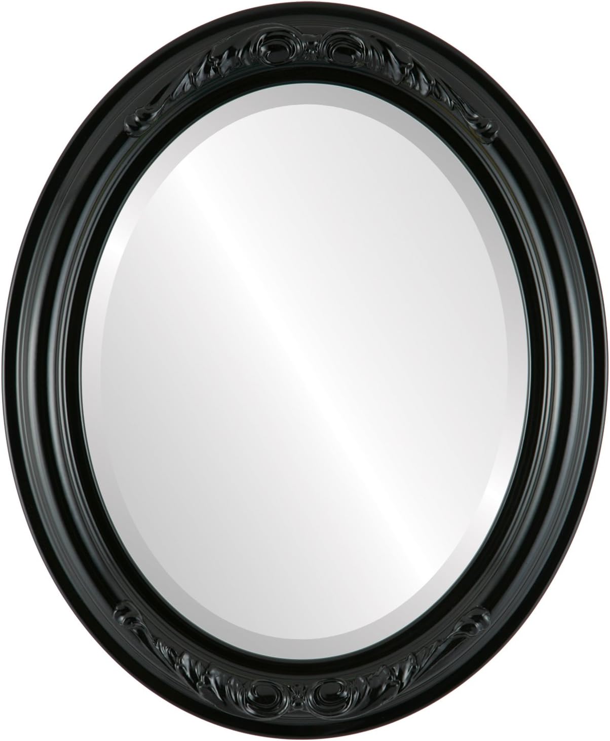 Beveled Luxe Beige Wall Mirror — 20" — Gloss Black