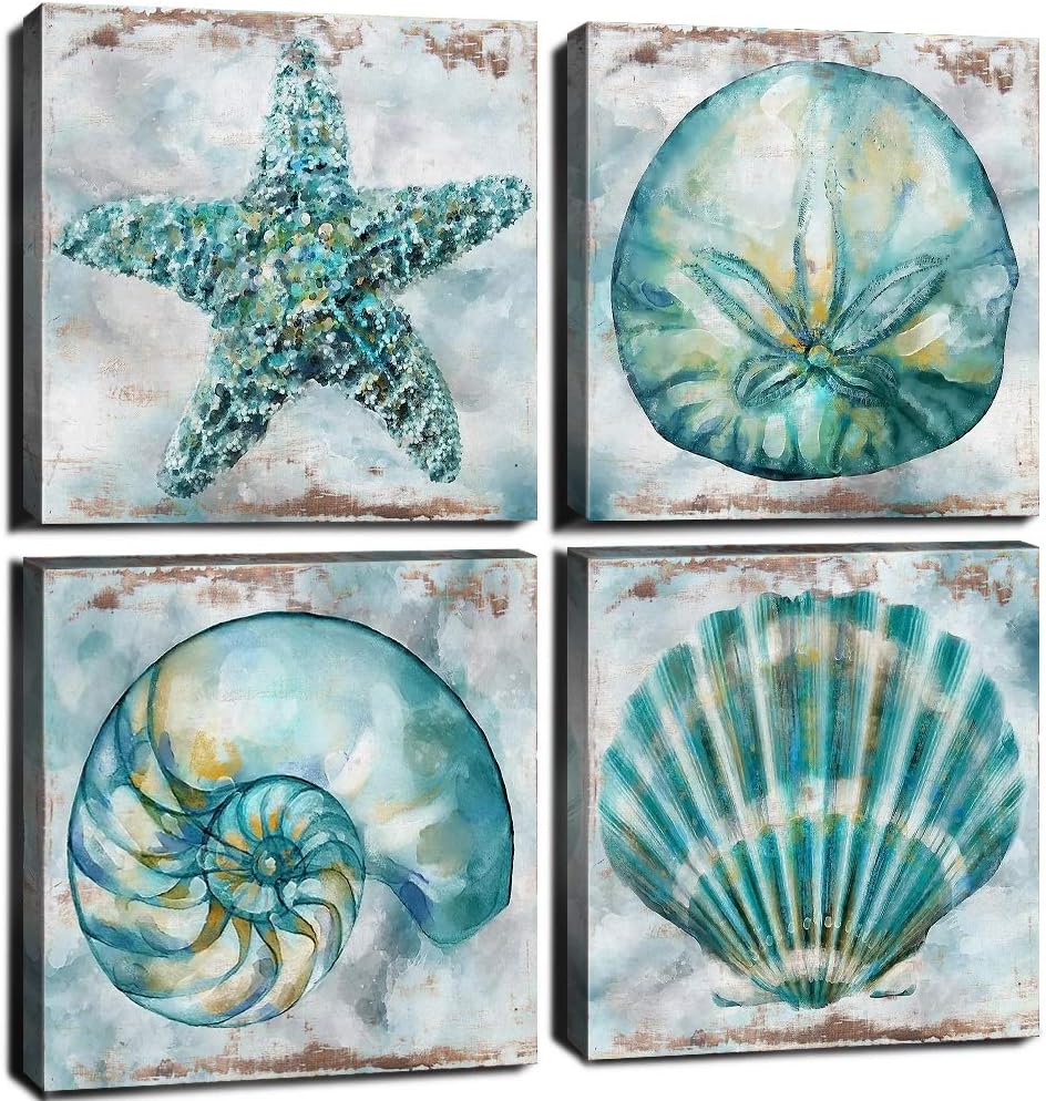 Vintage Modern Blue Wall Art — 12x12 — 24x24in