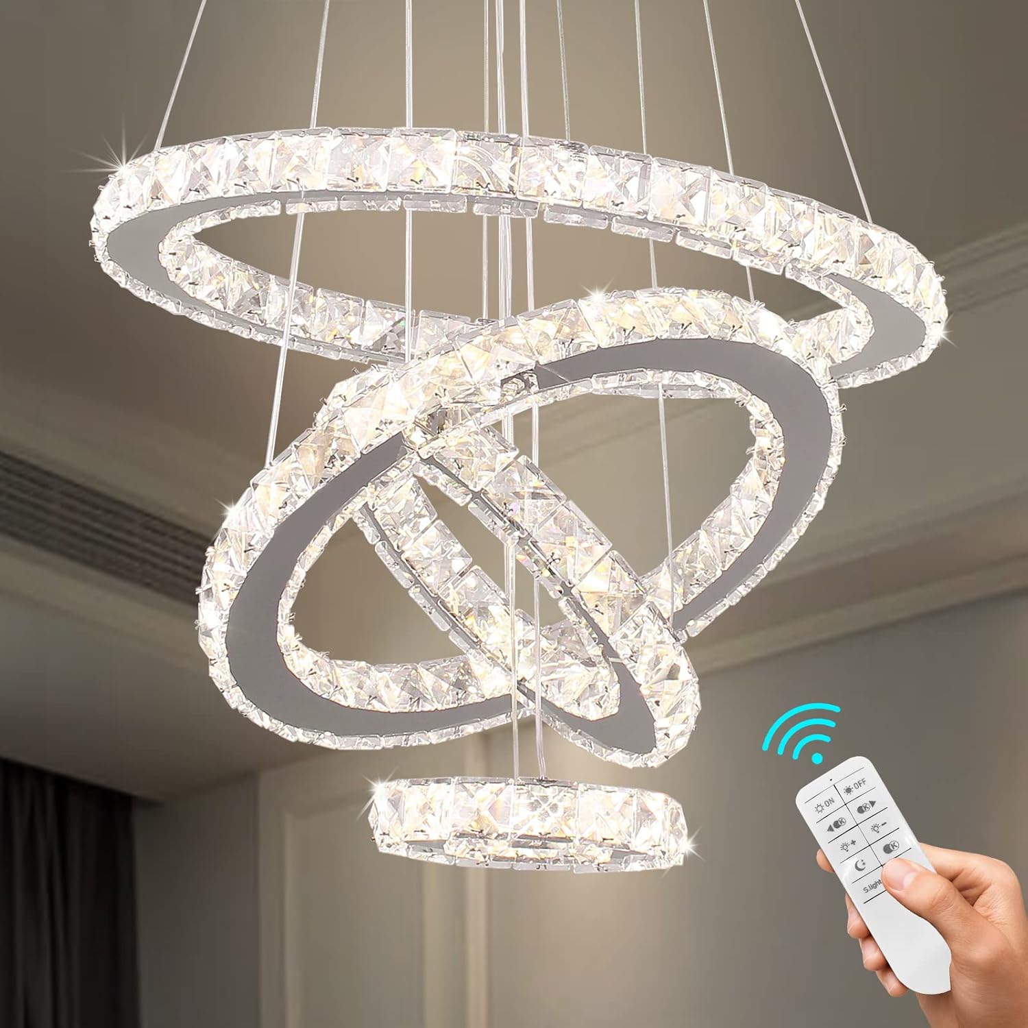 Adjustable Luxe White Chandelier — Dimmable