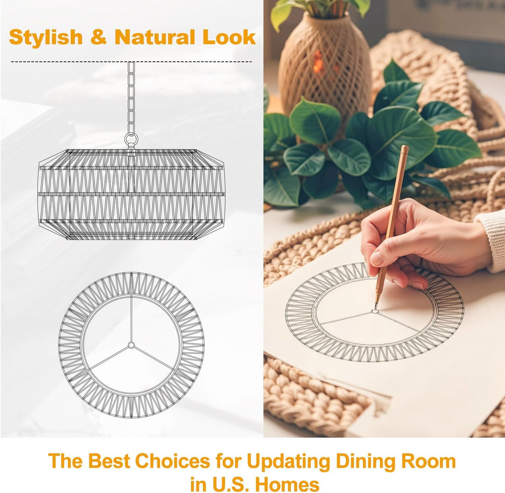 Linen Boho Black Chandelier — 5-Light - View 8