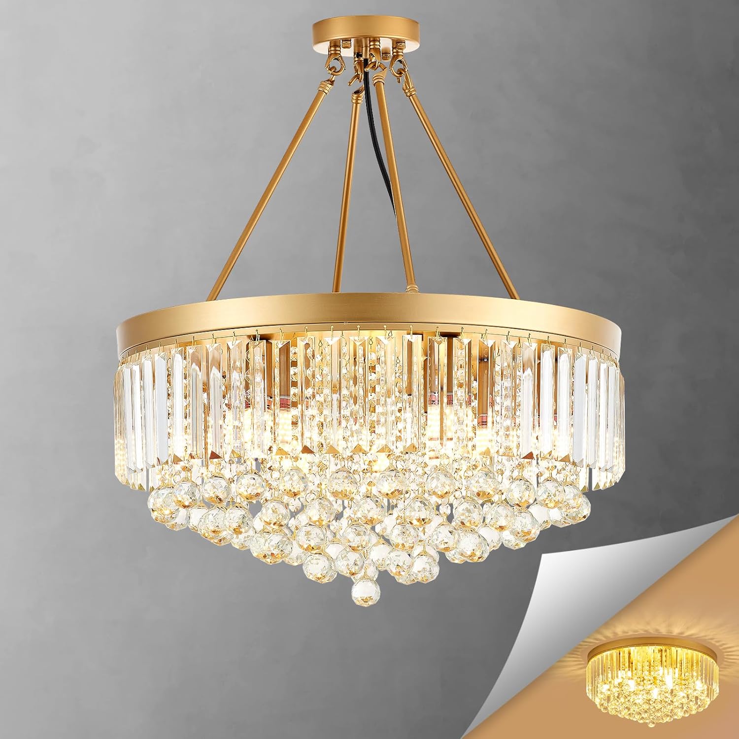 Round Luxe Black Chandelier — 10-Light — Diameter 22"