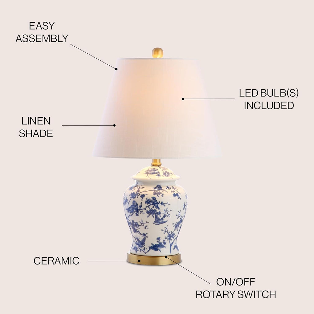 Linen Farmhouse Blue Bedside Lamp — 22" - View 5