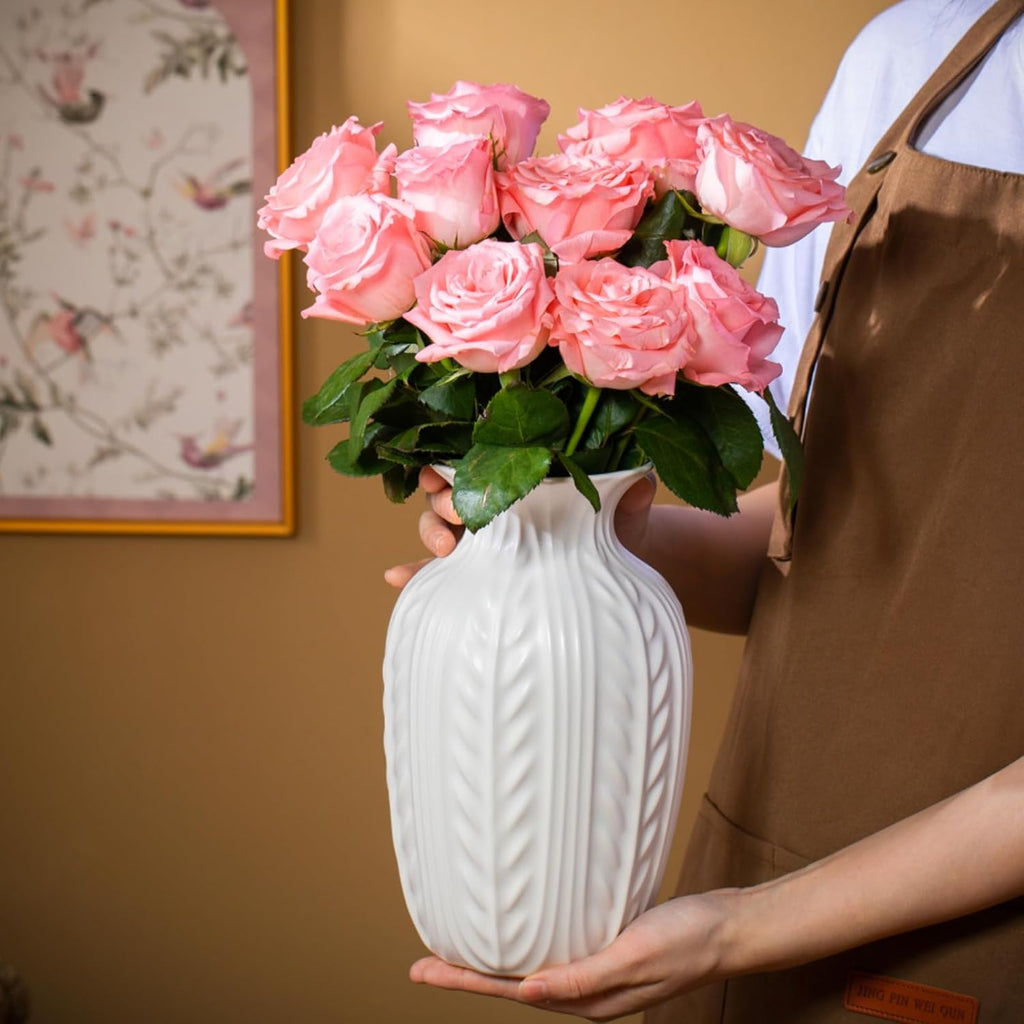 Farmhouse Beige Flower Vase — 10" - View 2