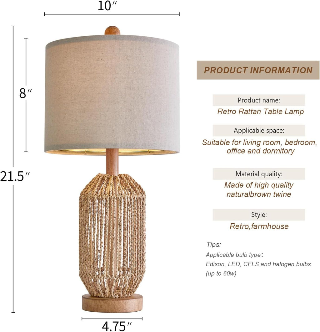 Boho Black Bedside Lamp — 21" - View 7