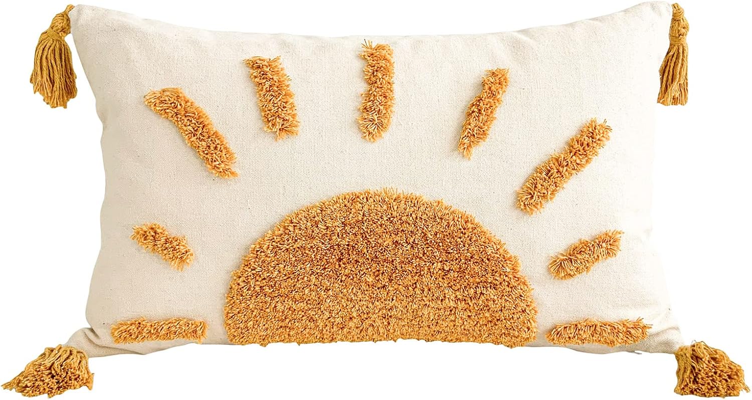 Tufted Boho Fabric Throw Pillow Cover — 20" — 1