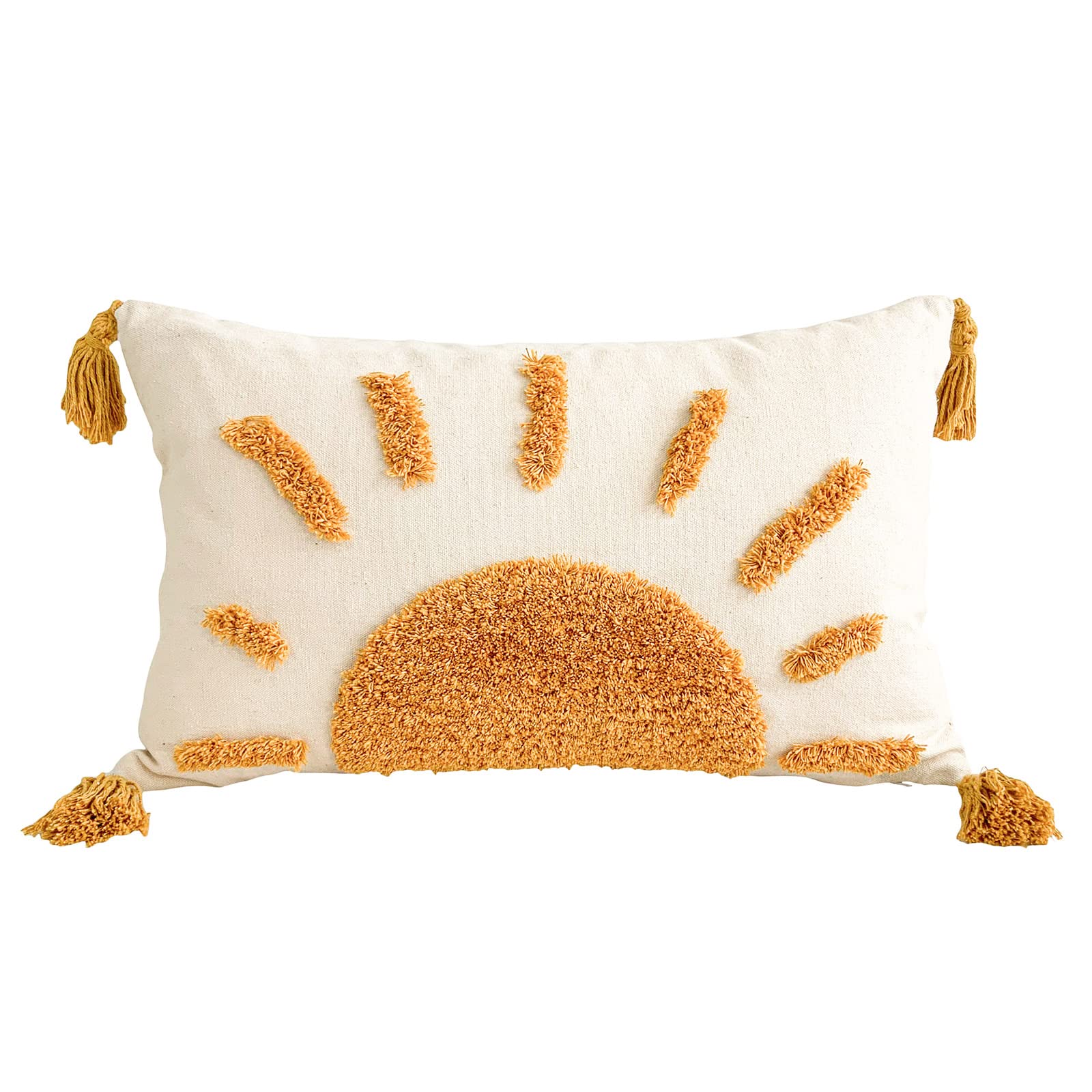 Tufted Boho Fabric Throw Pillow Cover — 20"