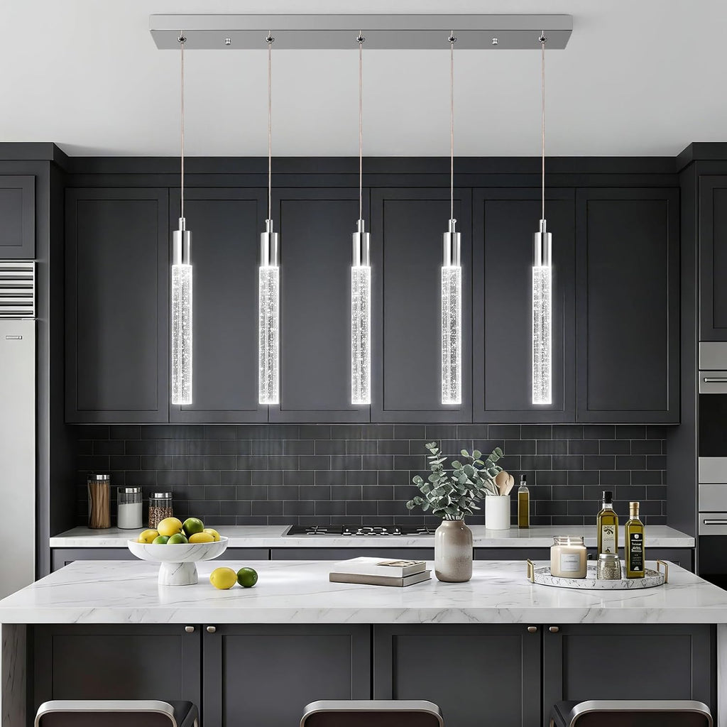 Dimmable Luxe Black Pendant Light — 2-Light — Chrome