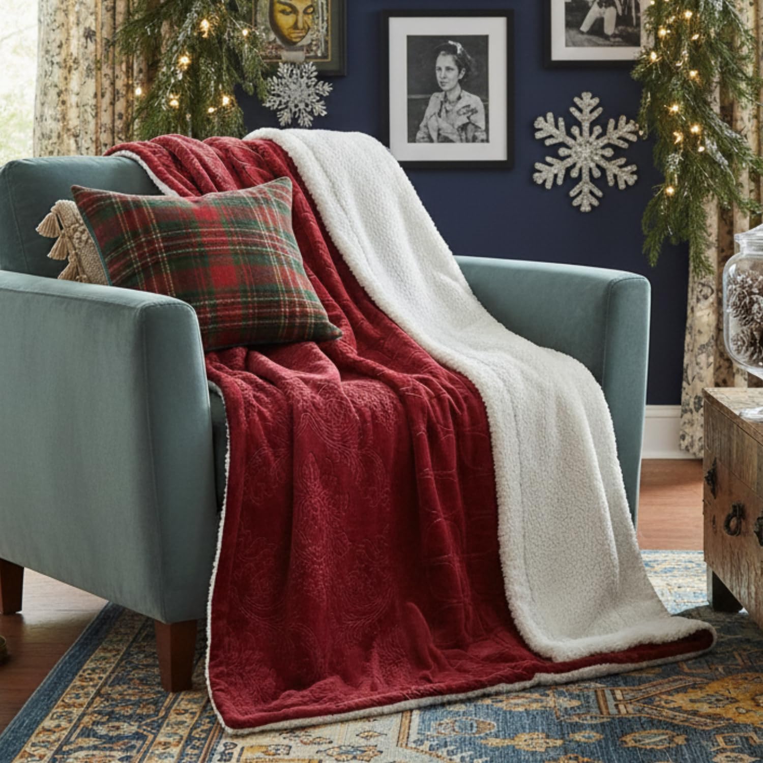 Luxe Blue Throw Pillow — 60" — 63 x 87"