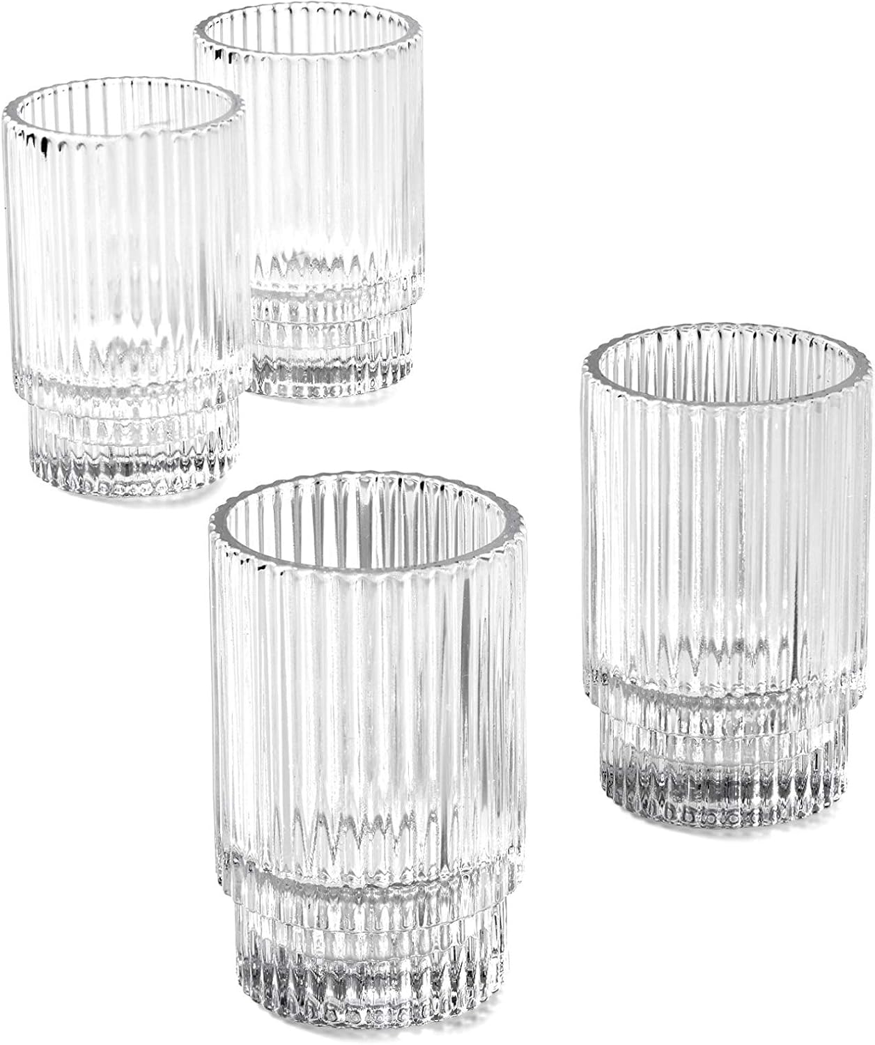Gold Candle — 3.75" — Pleated Clear 3.75" Tall- 4pc