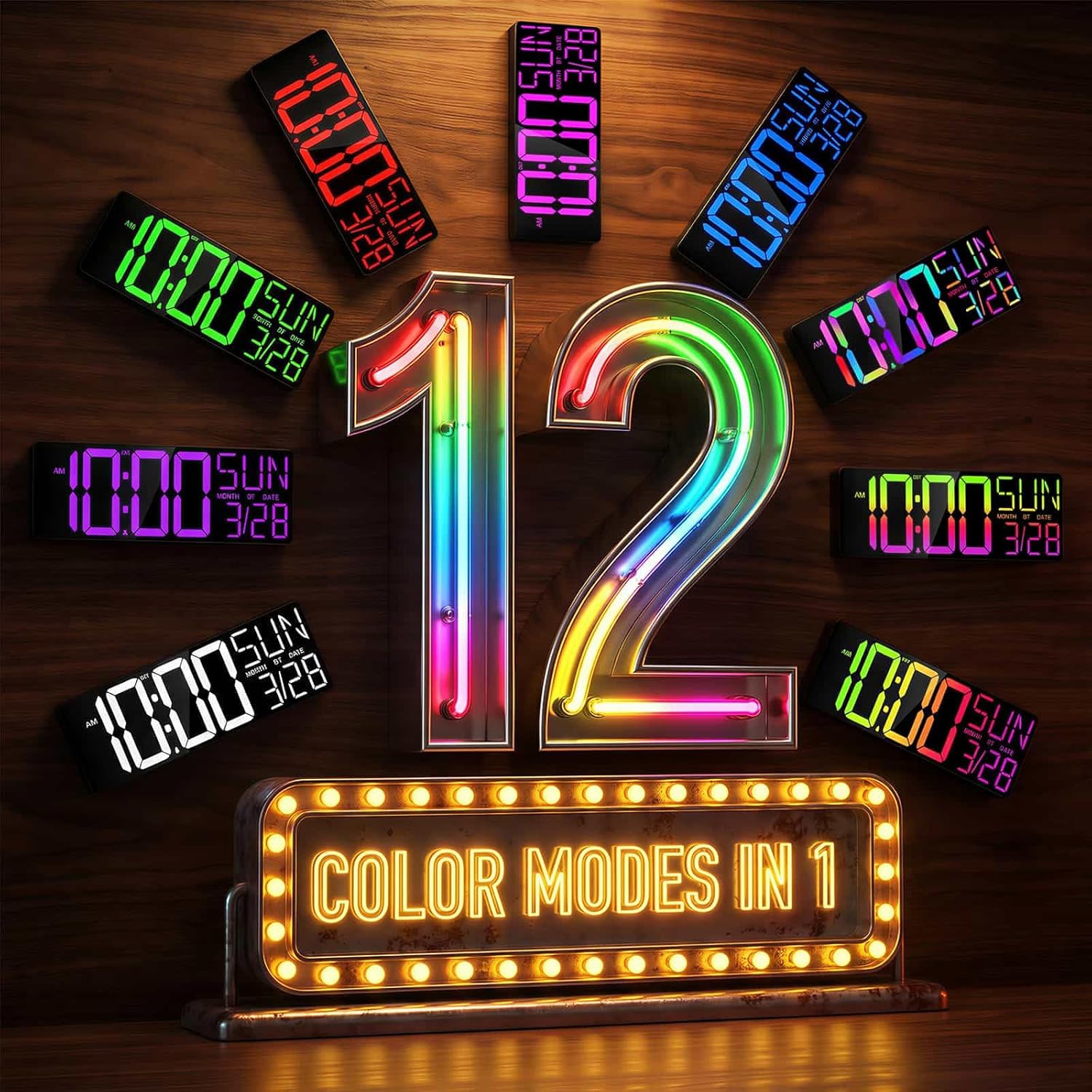 RGB Black Wall Clock — 18" - View 3