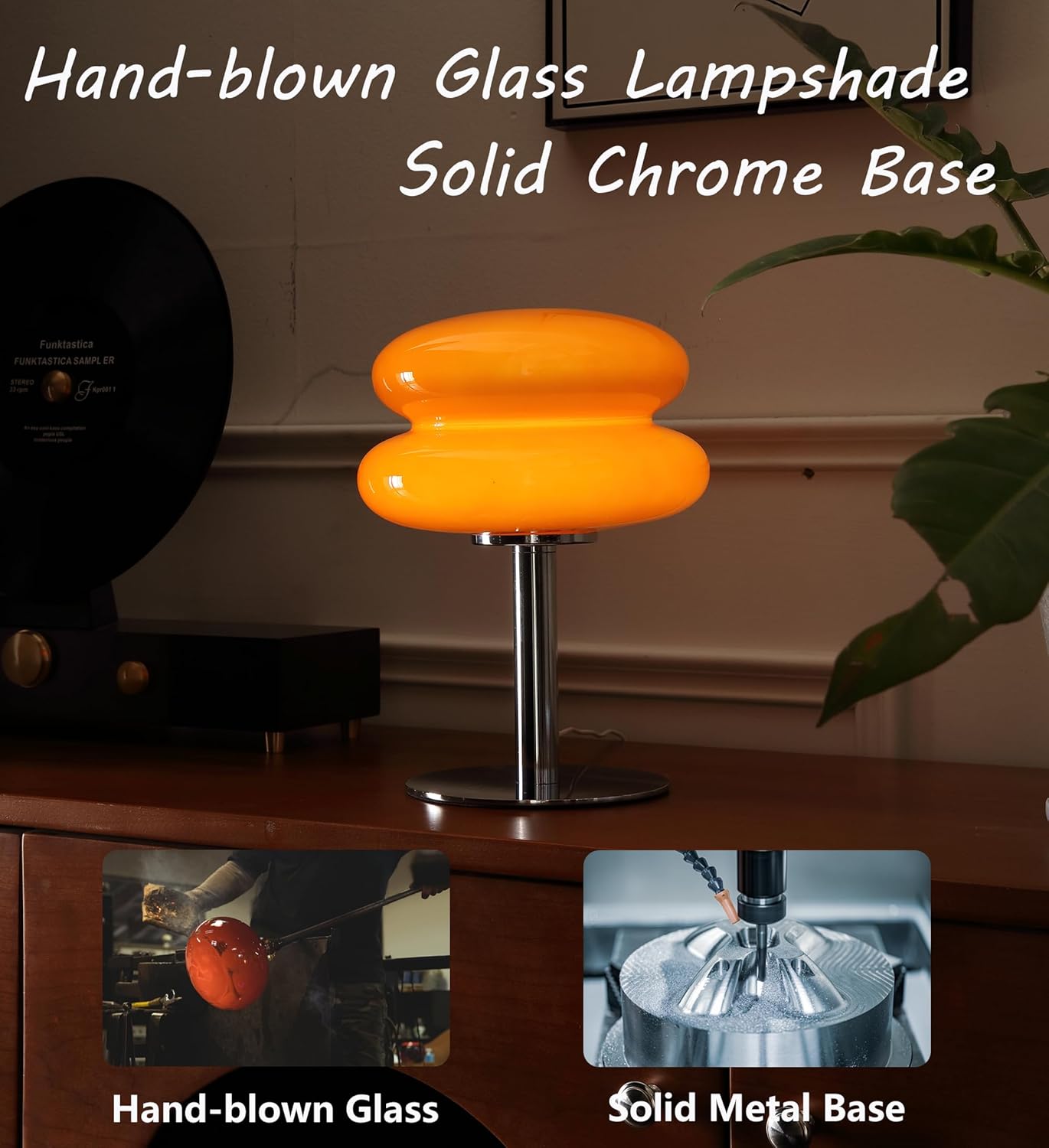 Dimmable Mid-Century Beige Desk Lamp - View 3