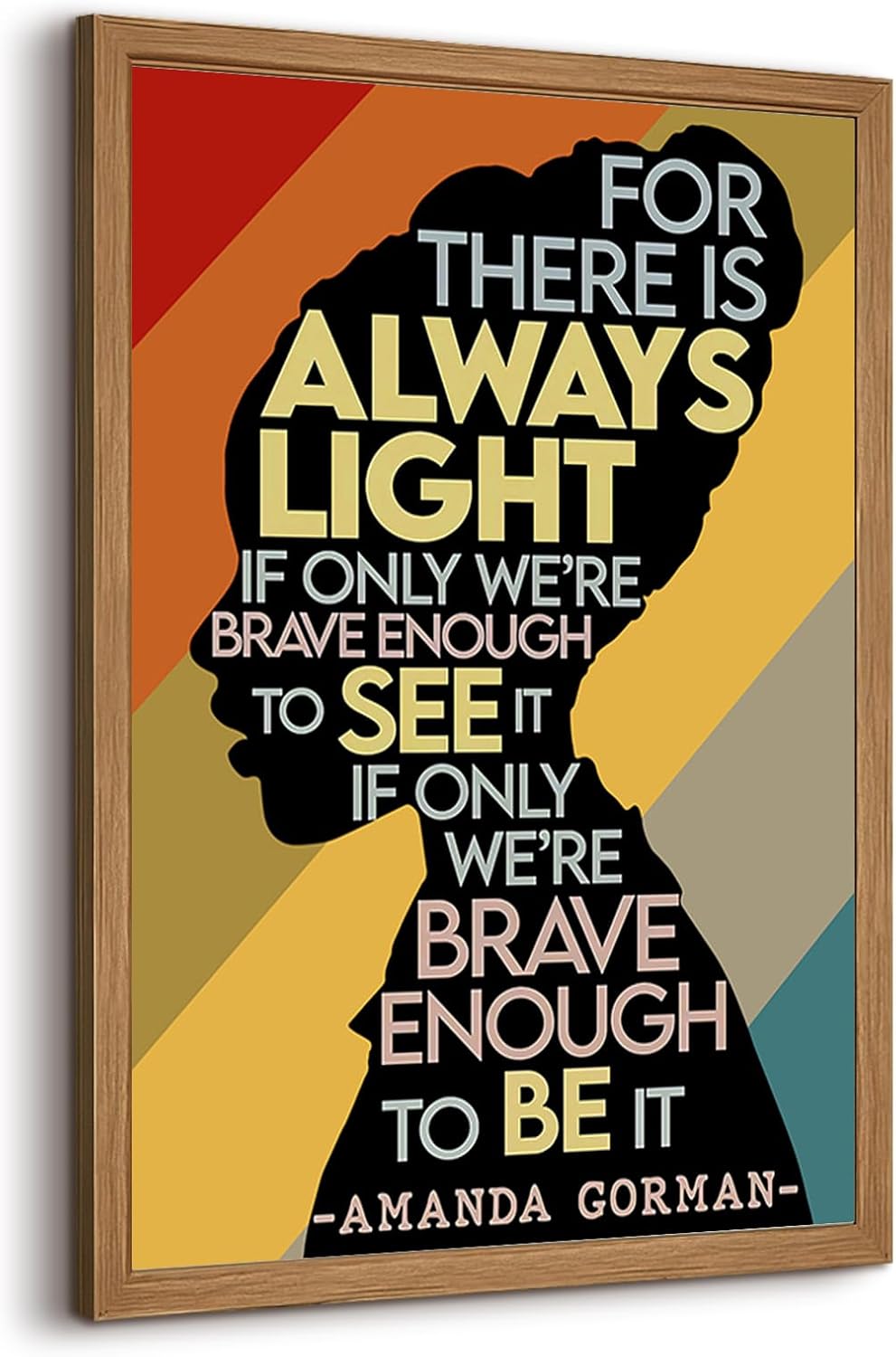 Framed Boho Blue Wall Art Print — 24" — 16x24 Inch Wood Framed