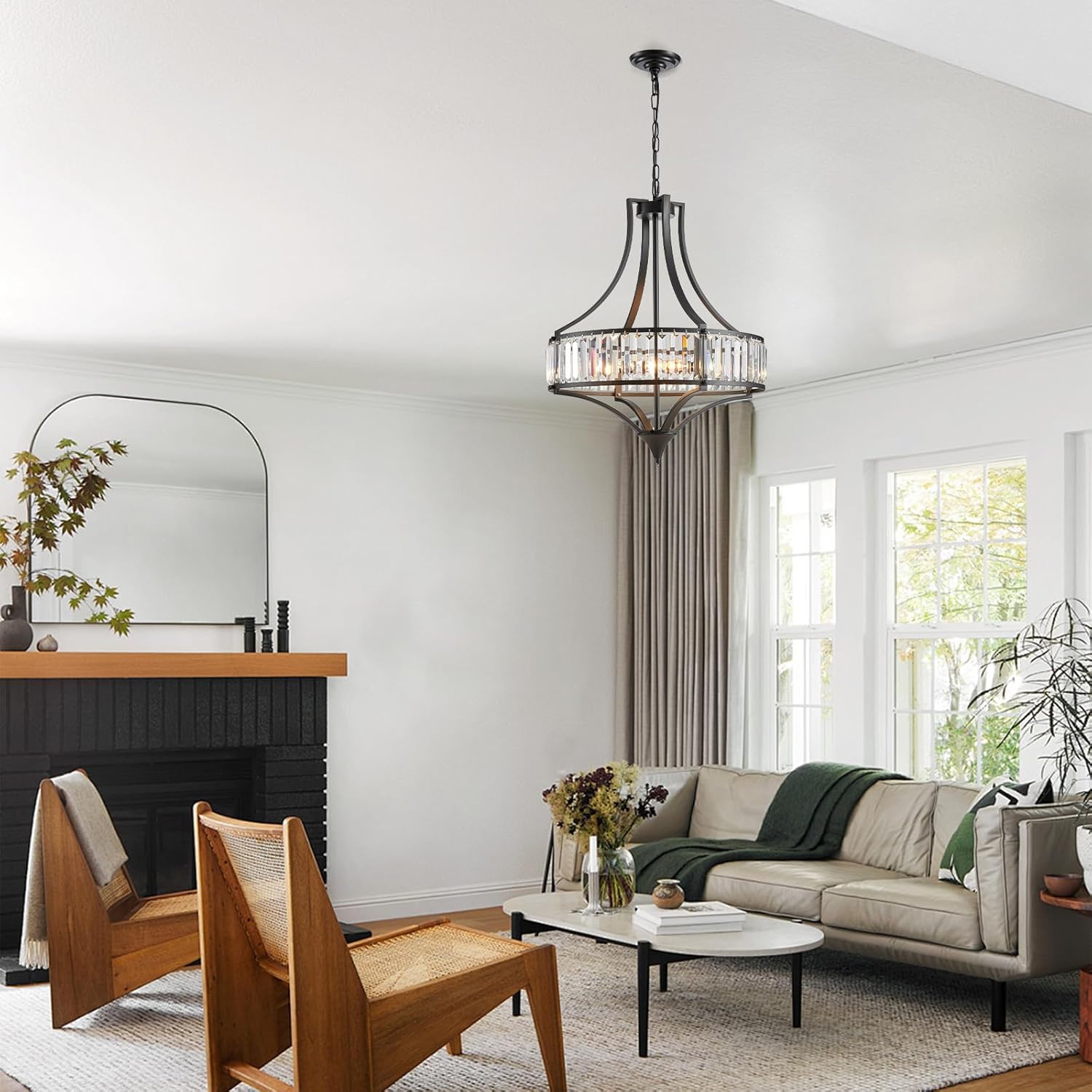 Round Farmhouse Black Chandelier — 6-Light - View 8