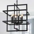 Farmhouse Black Chandelier — 6-Light — Dark Black