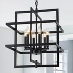 Farmhouse Black Chandelier — 6-Light — Dark Black