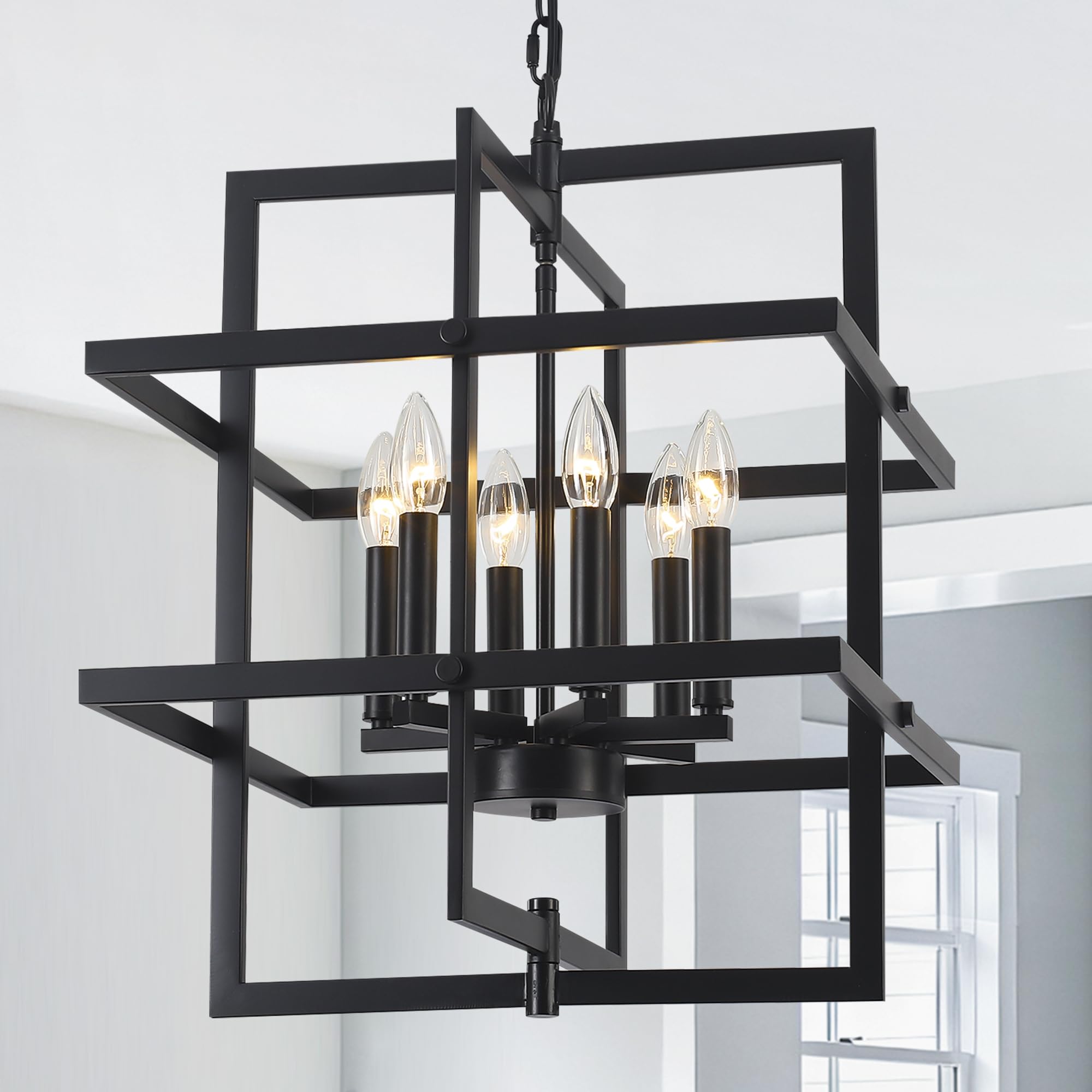 Farmhouse Black Chandelier — 6-Light