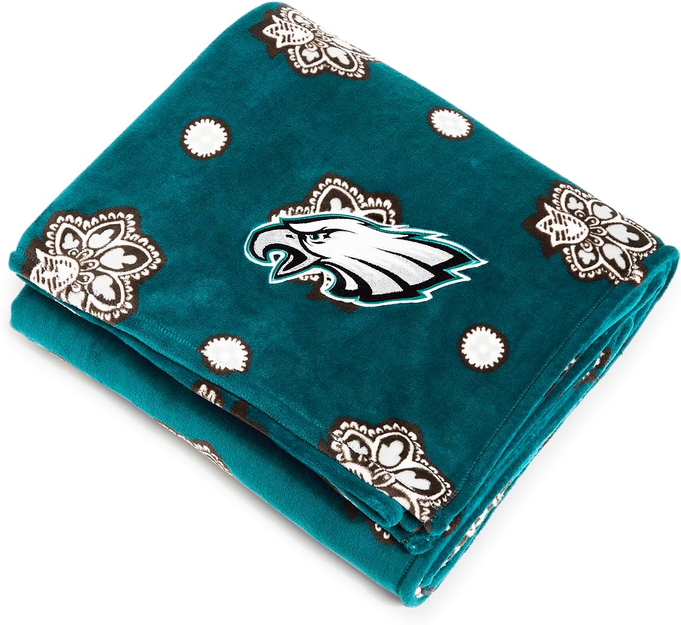 Oversized Beige Throw Pillow — Green/Black Bandana With Philadelphia Eagles