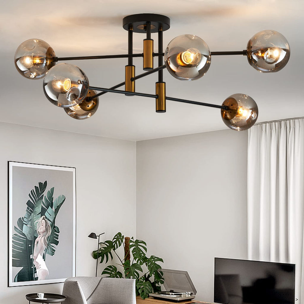 Vintage Farmhouse Black Chandelier — 6-Light