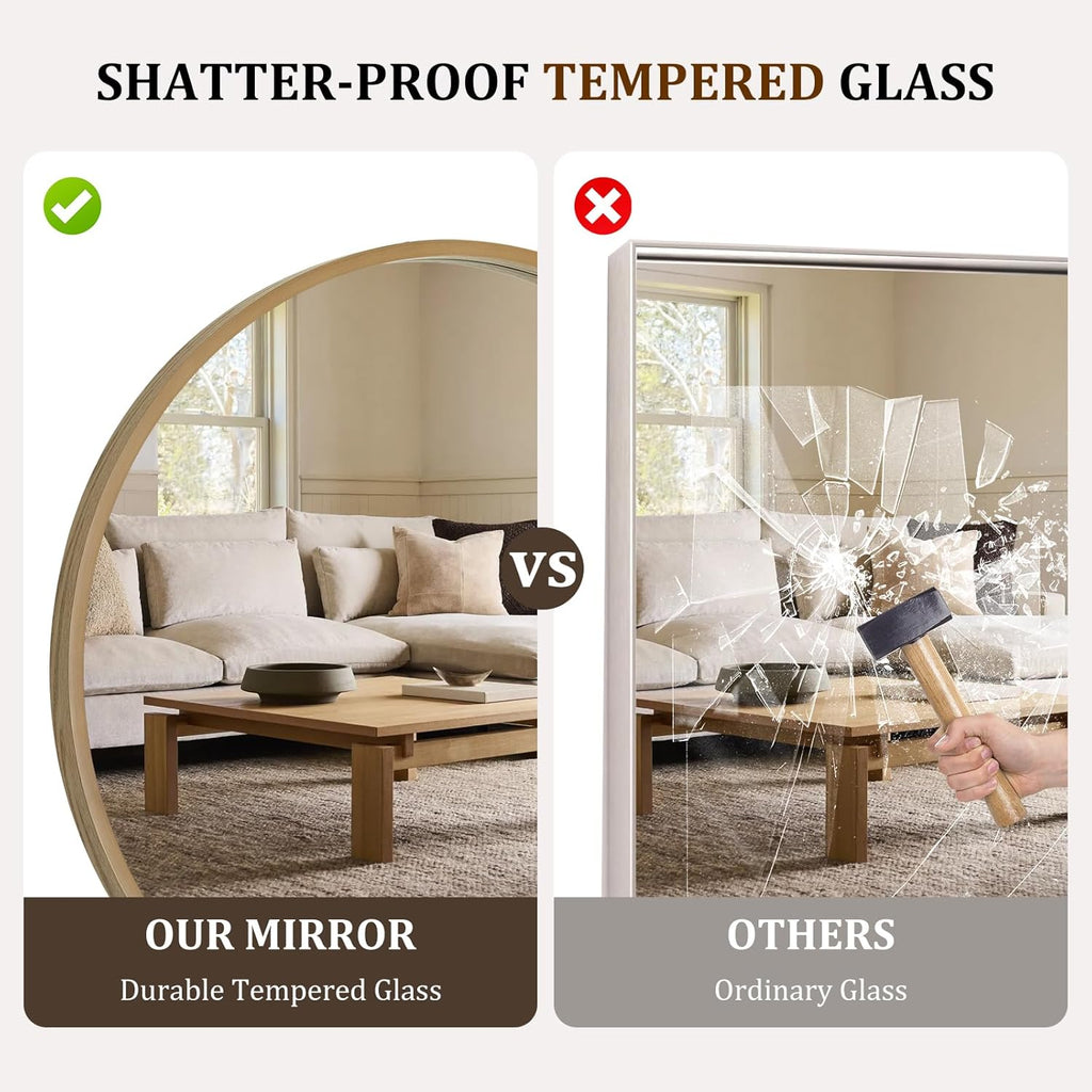Framed Farmhouse Beige Wall Mirror — 24" - View 7