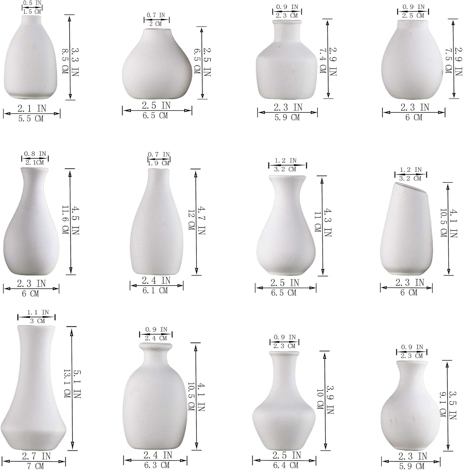 Modern Black Vase Set — Set of 12 - View 5