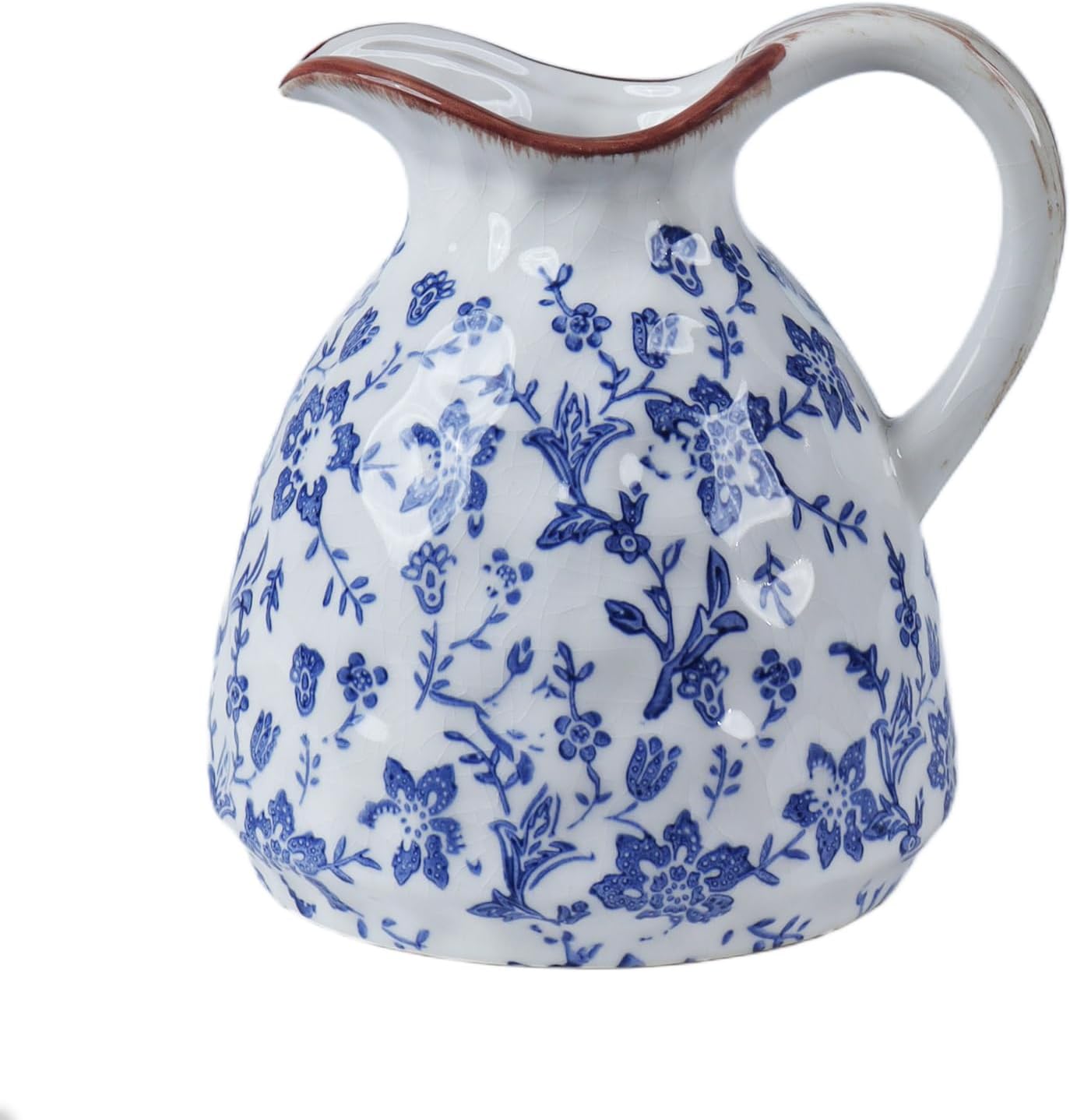 Vintage Blue Flower Vase — 28" — Blue