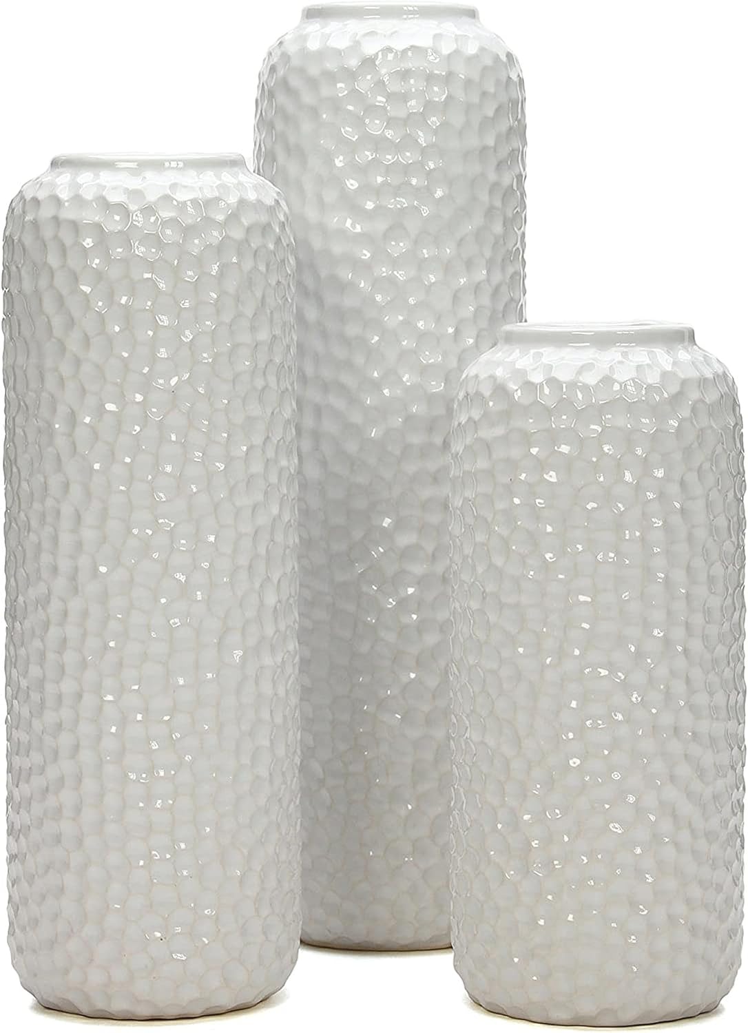Brown Vase — 12" — Honeycomb White