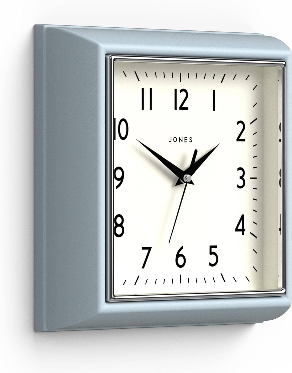 Mid-Century Black Wall Clock — 10" — Clear Blue
