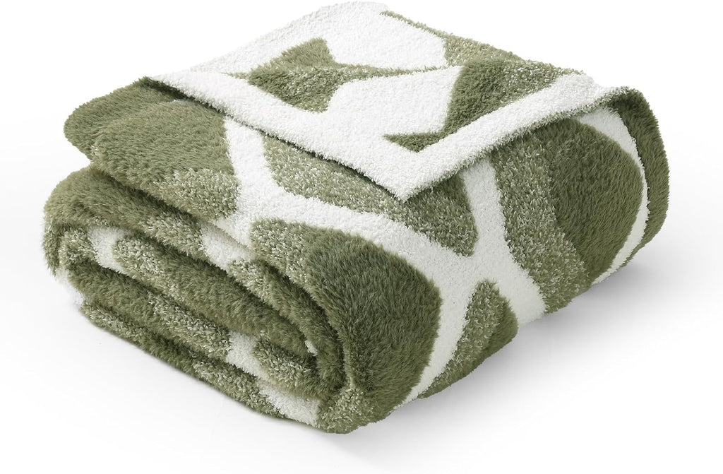 Knit Beige Throw Pillow — 50" — Diamond Green