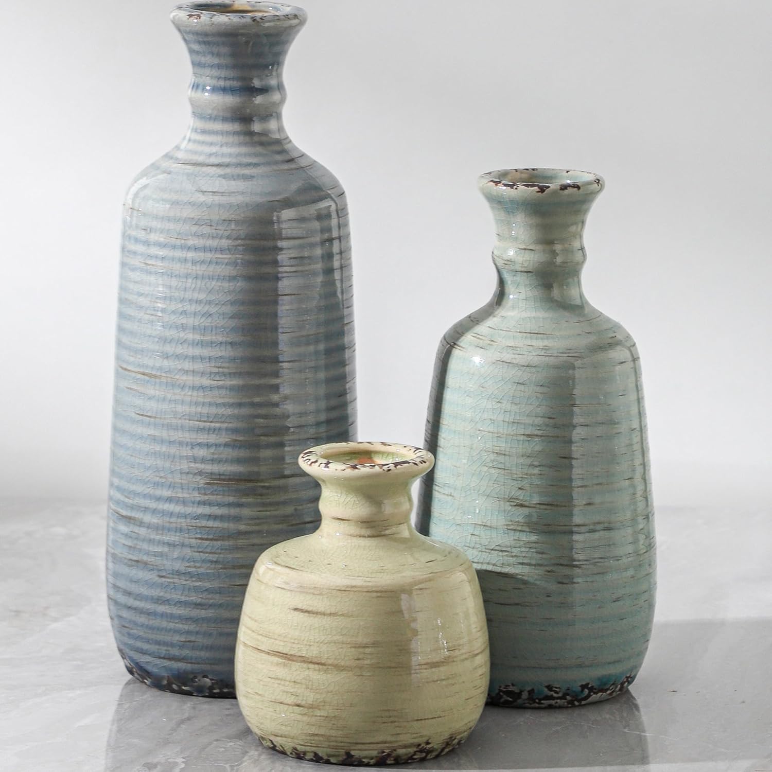Boho Brown Flower Vase — Set of 3 — 011 Vase Set - Multicolor