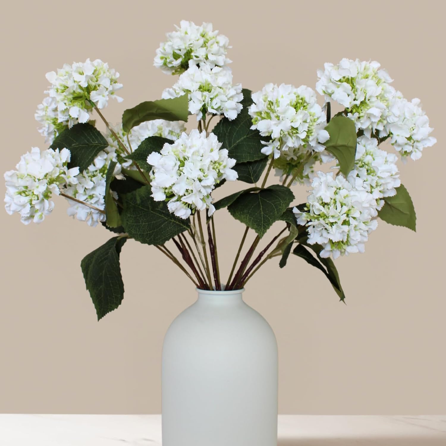 Farmhouse Blue Artificial Flowers — 19" — Small White Hydrangea