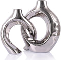 Round Luxe Blue Vase — Set of 2 — Silver