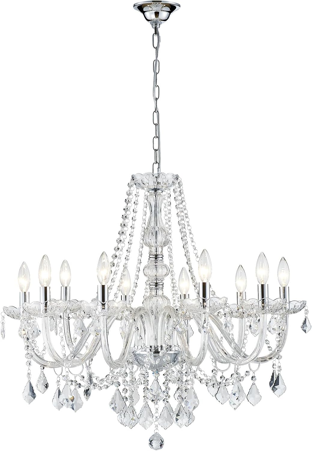 Adjustable Luxe Black Chandelier — 27" — Chrome