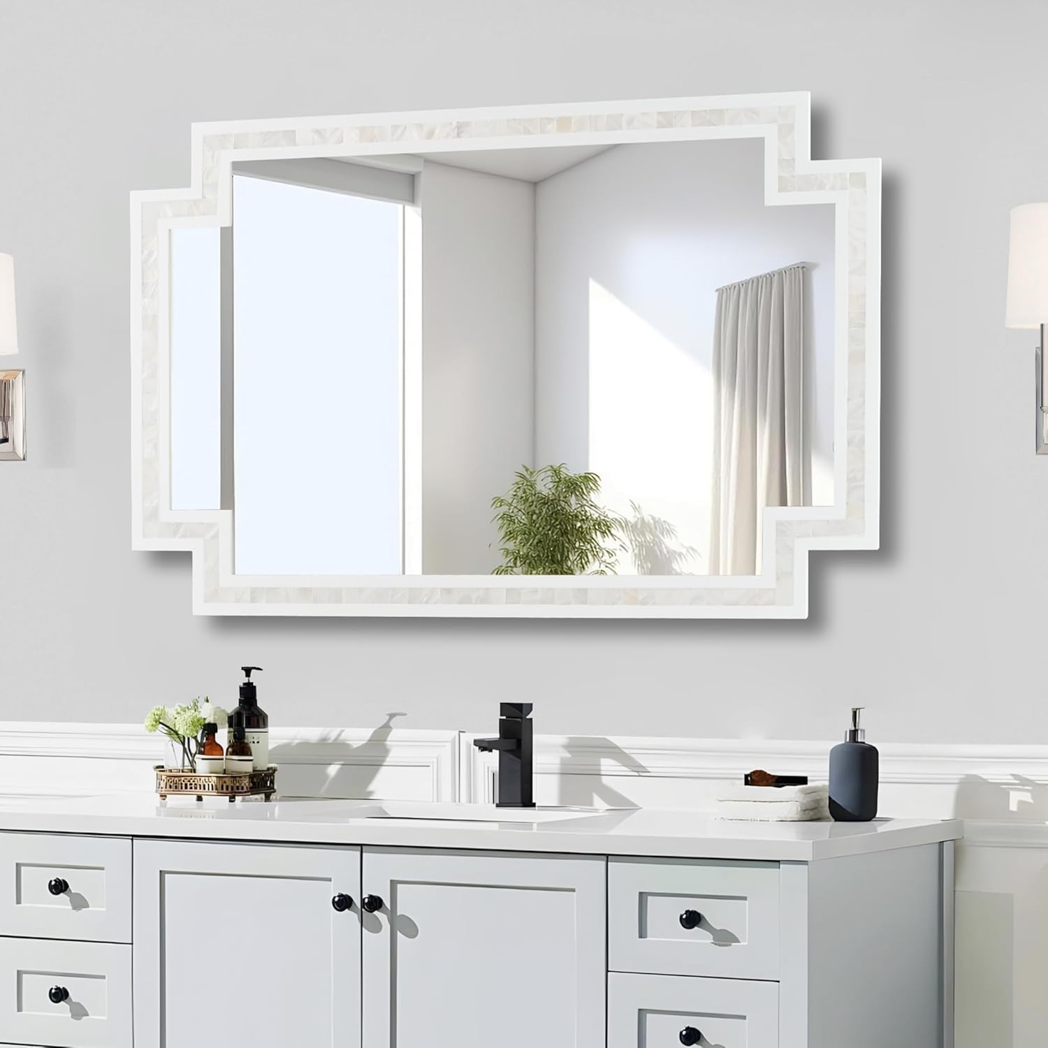Framed Brown Wall Mirror — 30" — 36"L x 24"W