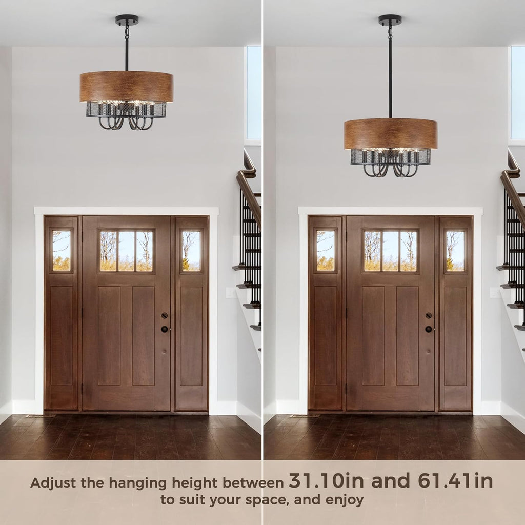 Round Farmhouse Black Chandelier — 6-Light - View 6