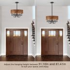 Round Farmhouse Black Chandelier — 6-Light - View 6