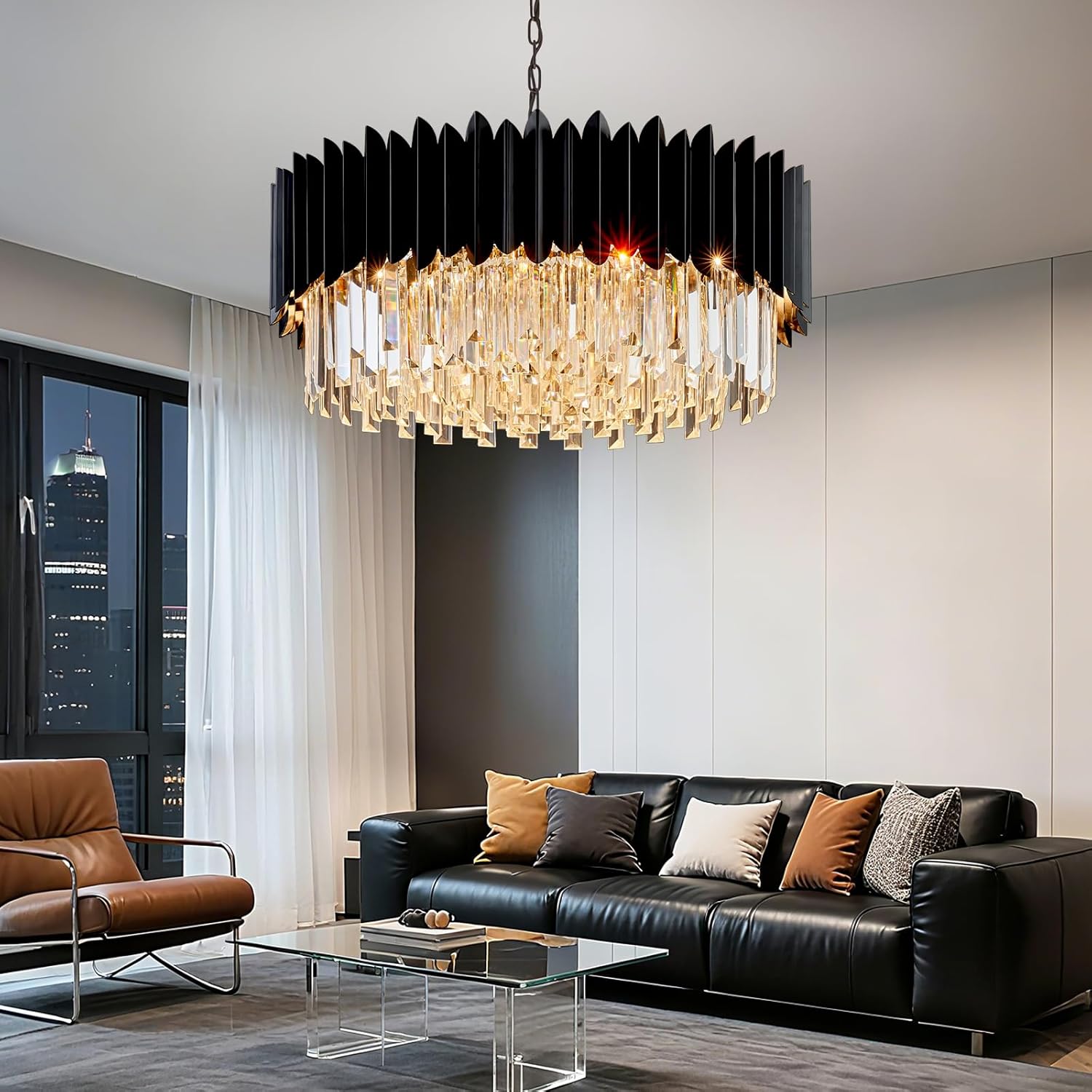 Round Luxe Black Chandelier — 24" - View 6