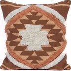 Lumbar Boho Beige Cushion Cover — 20" — 18" Square (Cover Only)