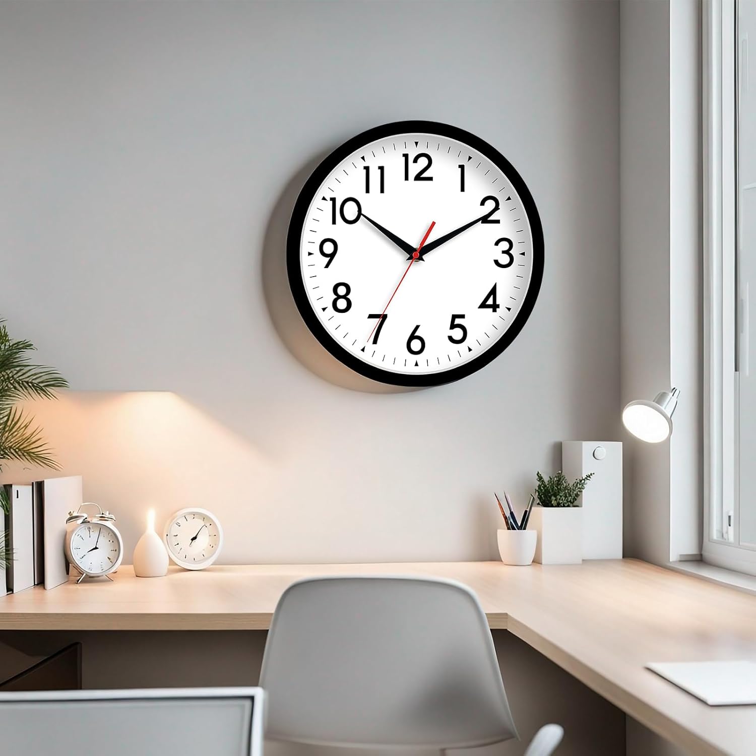 Battery Operated Black Wall Clock — 14" - View 6