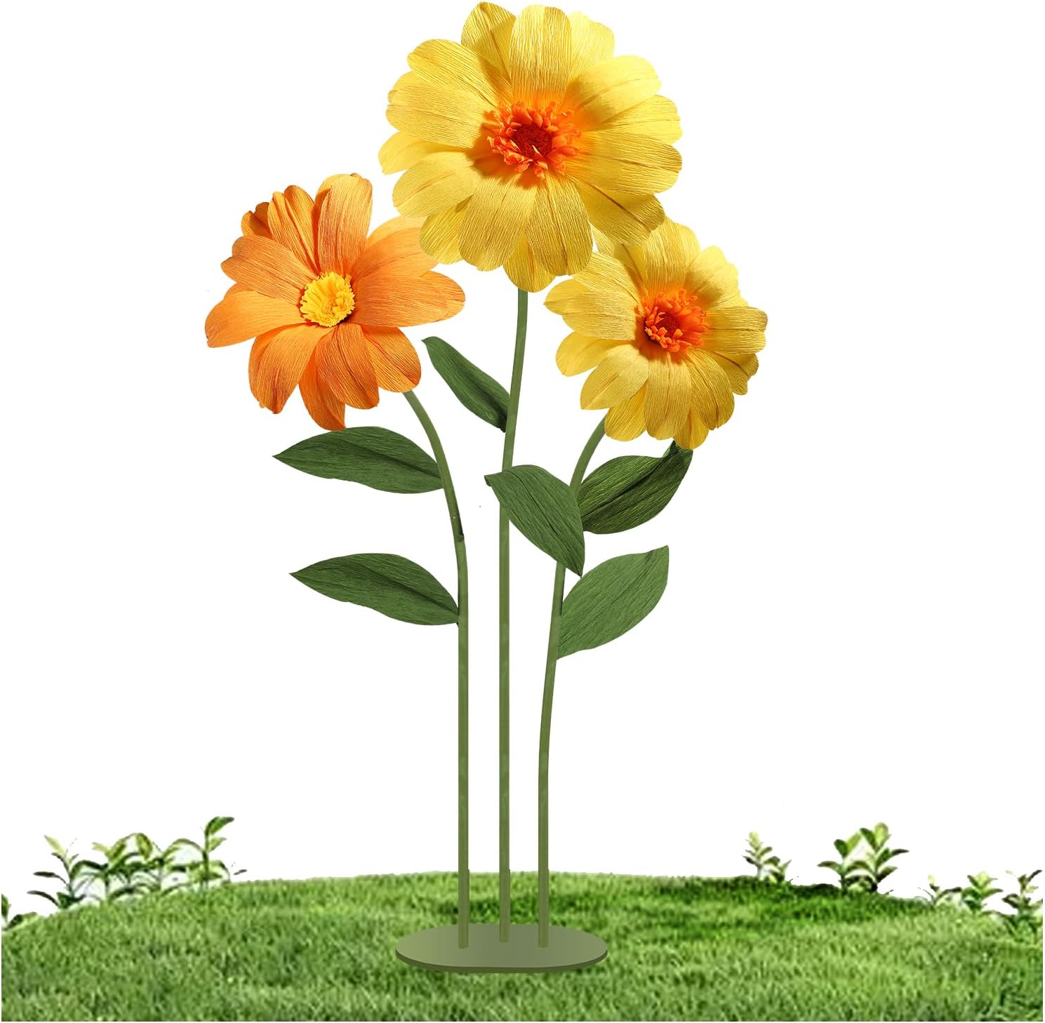Beige Artificial Plant — Gradient Orange Daisy