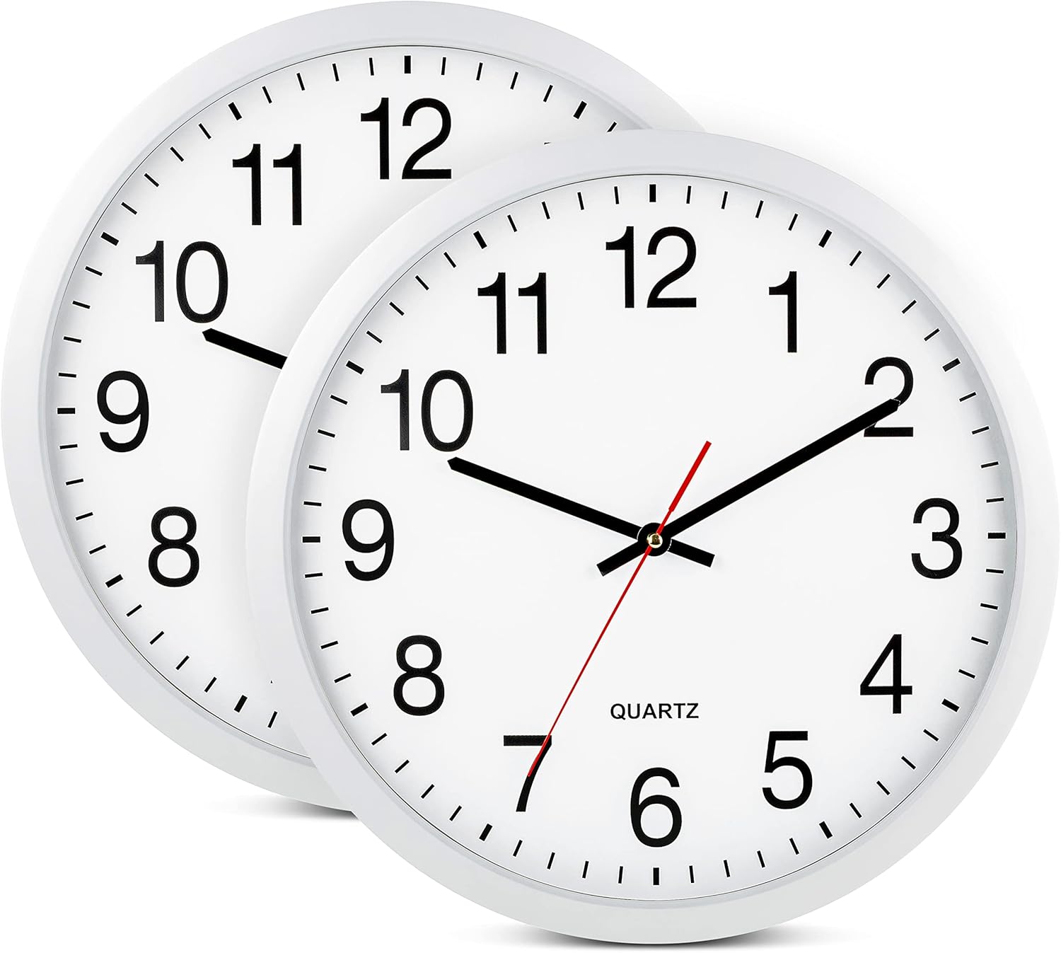 Battery Operated Black Wall Clock — 13" — White