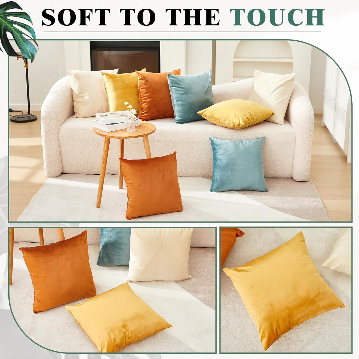 Velvet Boho Beige Throw Pillow Cover — 18" - View 4