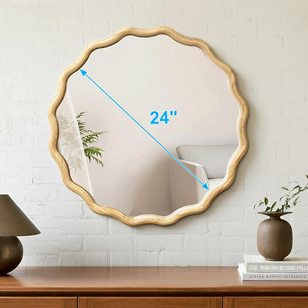 Round Farmhouse Beige Mirror — 24" - View 2