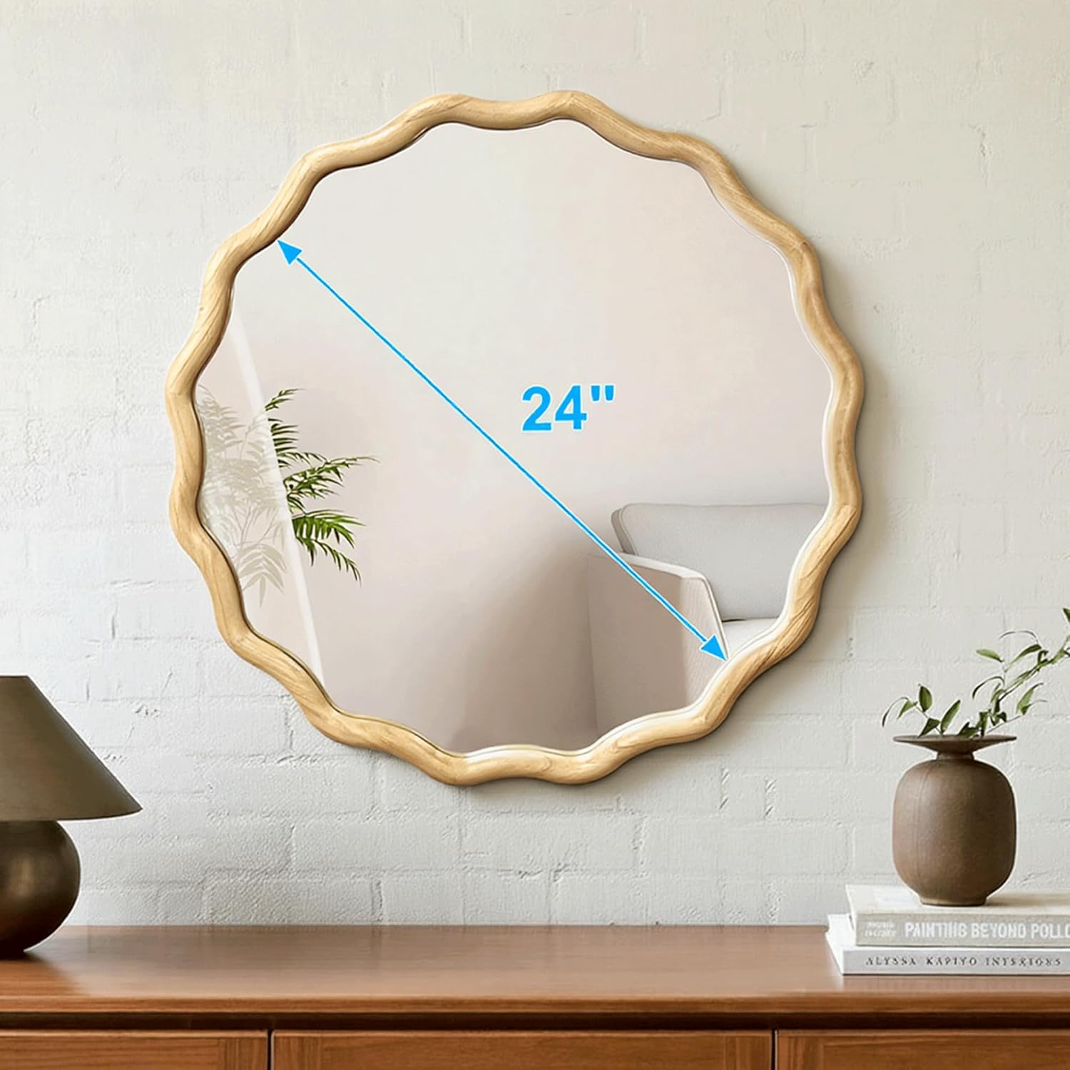 Round Farmhouse Beige Mirror — 24" - View 2