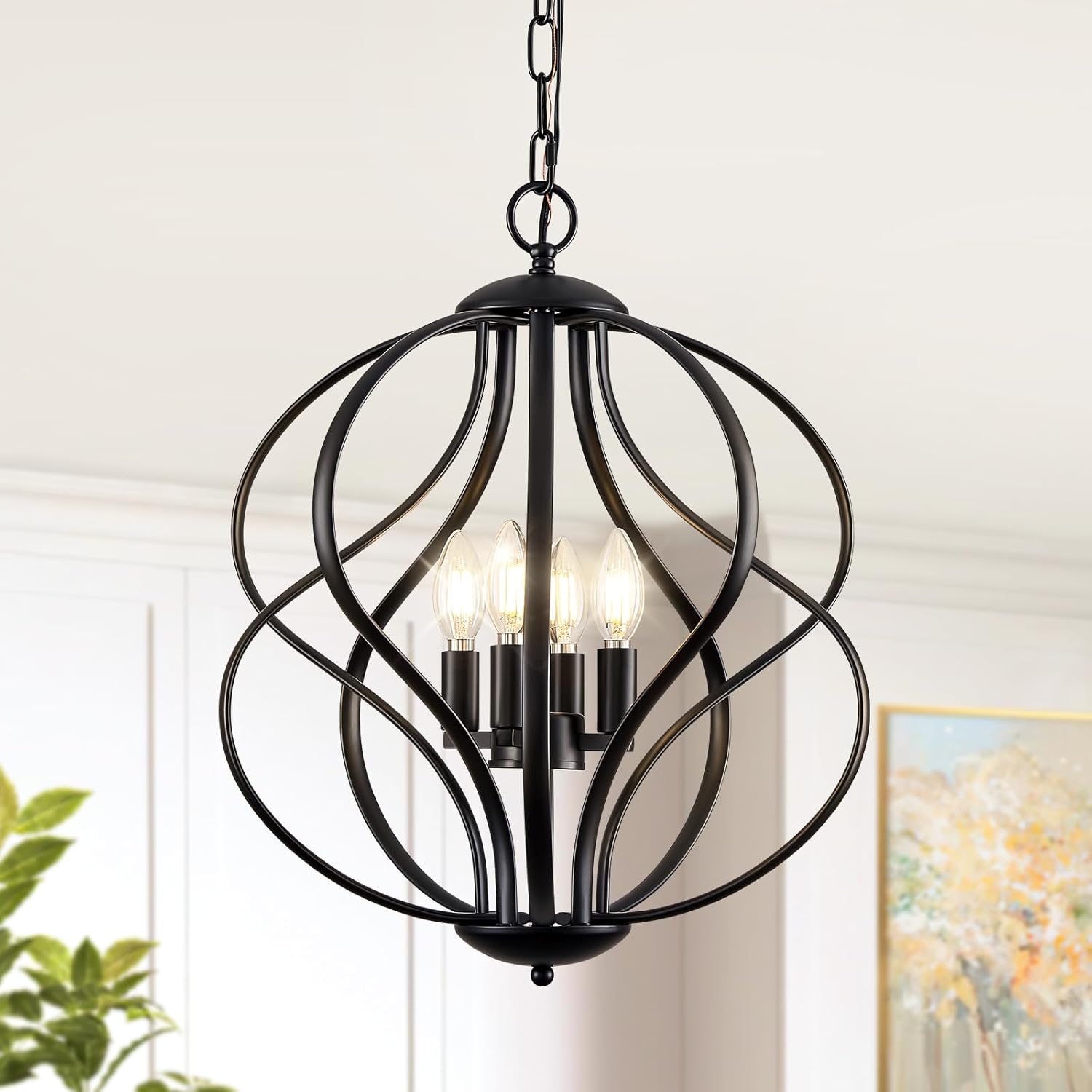 Modern Black Chandelier — 4-Light — 4-Light