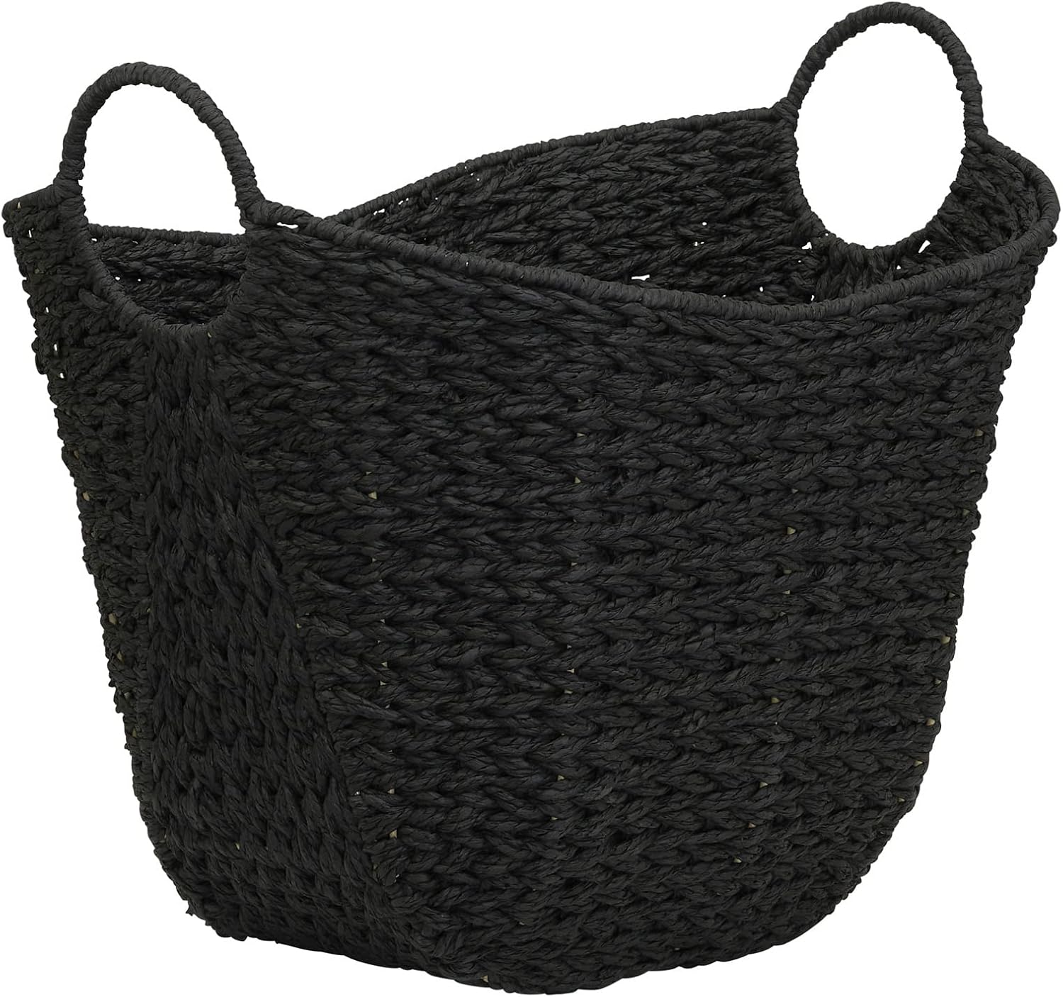 Boho Beige Storage Basket — Black Paper Rope