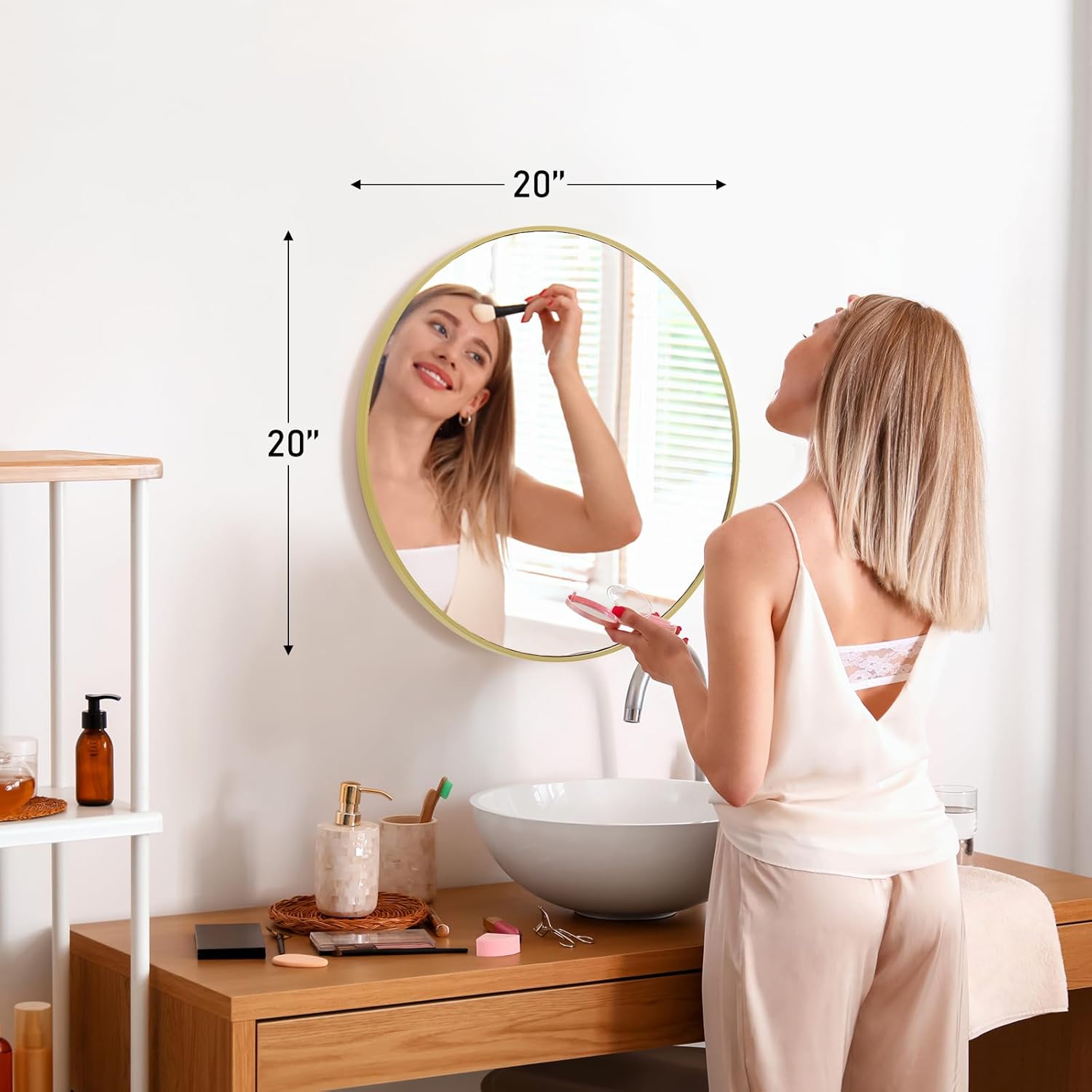 Round Luxe Black Wall Mirror — 20.2" - View 2